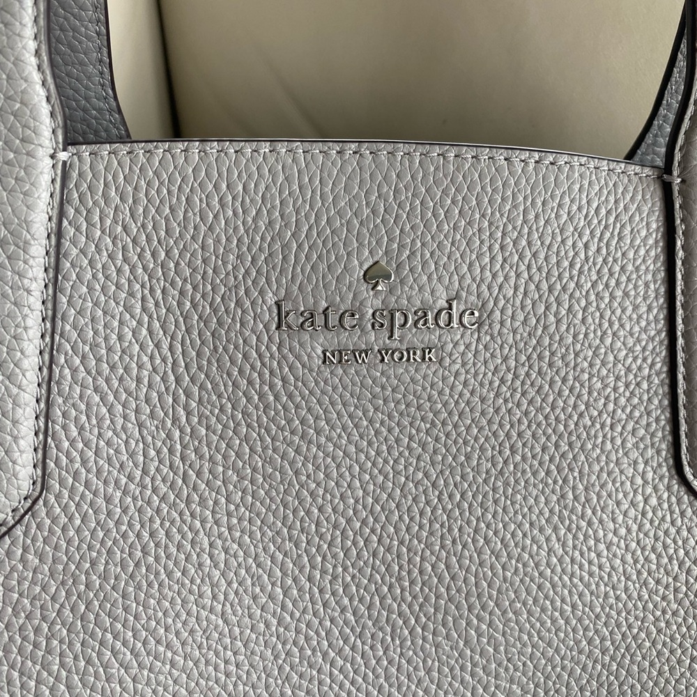 Kate Spade Dumpling Medium Tote Gray Pebbled Leather KL012 Shoulder Bag $499 - Picture 2 of 13